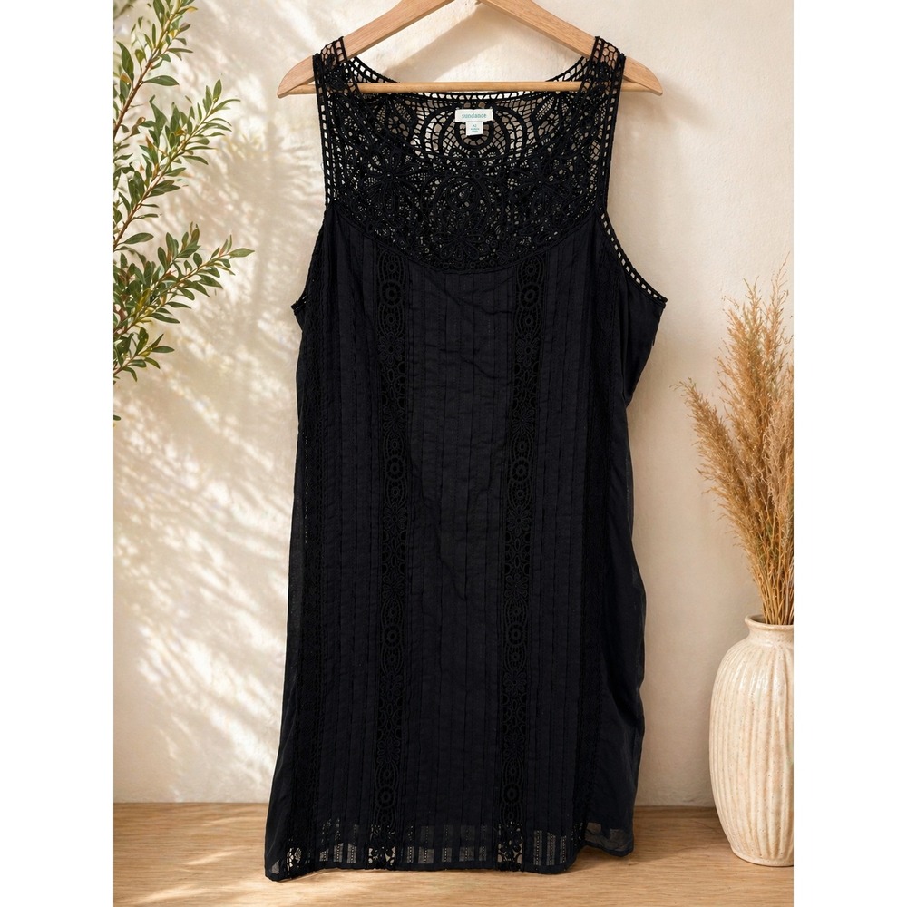 Sundance Black Crochet Yoke Mini Dress